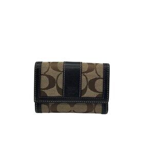Coach Brown Monogram  Canvas Tri-fold Wallet